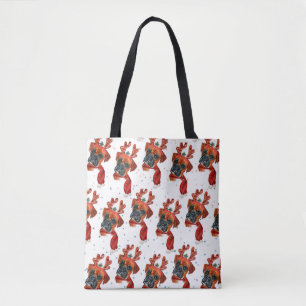 Tote Bag Boîte à chien mignonne avec bois de renne Noël