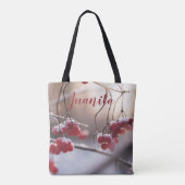 Tote Bag Boîte aux lettres neigeuse, pinède, arc rouge, bai (Dos)