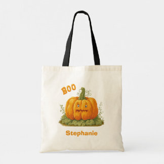 Tote Bag Boite citrouille avec nom personnalisé