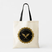 Tote Bag Boîtier de ciseaux d'or Design de logo (Dos)