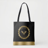 Tote Bag Boîtier de ciseaux d'or Design de logo (Devant)