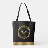 Tote Bag Boîtier de ciseaux d'or Design de logo (Dos)