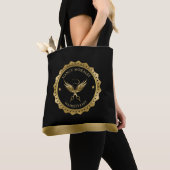 Tote Bag Boîtier de ciseaux d'or Design de logo (De près)