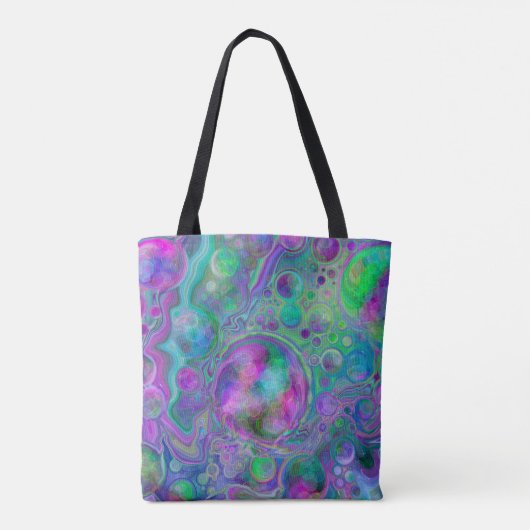 Tote Bag Bokeh en marbre violet, vert et bleu fluidisé (Dos)