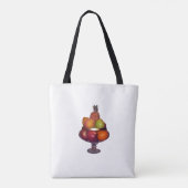 Tote Bag Bol de fruits avec pied sur blanc (Dos)