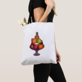 Tote Bag Bol de fruits avec support sur fond blanc (De près)