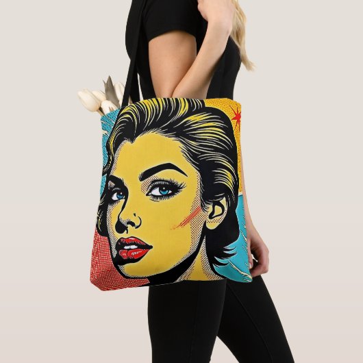 Tote Bag Bold Pop Art Woman Defined (De près)