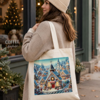 Tote Bag Bolsa de tela con paisaje navideño
