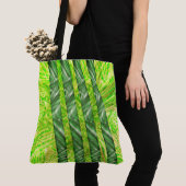 Tote Bag Bolsa verde amarelado com riscos e traços 'bambu' (De près)