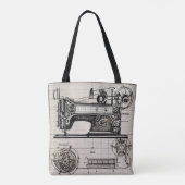 Tote Bag  "  Bolso Old Planes Sewing Machine: Elegancia   (Dos)