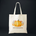 Tote Bag Bon thanksgiving. Citrouille de jardin de chute d'<br><div class="desc">Sac fourre-tout d'action de grâce avec citrouille de chute d'aquarelle.</div>