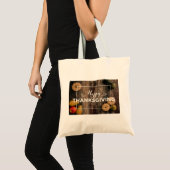 Tote Bag Bon thanksgiving Gourds sur bois rustique (Devant (produit))