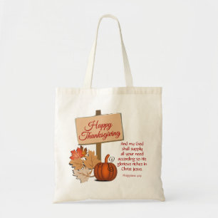 Tote Bag BON THANKSGIVING Philippiens 4:19 Écriture