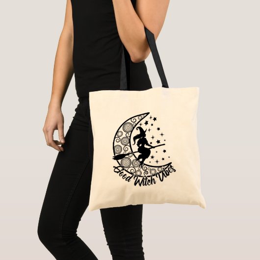 Tote Bag Bon Vibes de sorcière moderne Halloween Script (Devant (produit))