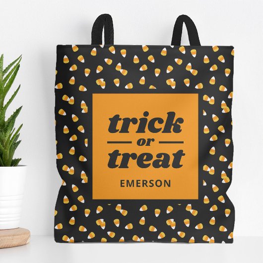 Tote Bag Bonbons Corn Trick ou traiter Halloween monogramme