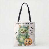 Tote Bag Bonbons d'Halloween monstre sot (Devant)