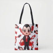 Tote Bag Bonbons et Dracula Cute Halloween Éffrayant (Devant)
