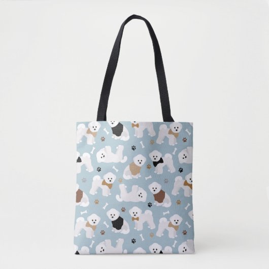Tote Bag Bones et pattes Bichon Frise (Devant)