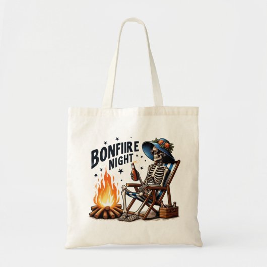 Tote Bag Bonfire Night - Skeleton boit par le feu (Devant)