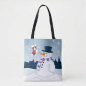 Tote Bag Bonhomme de neige et Noël de bas (Devant)