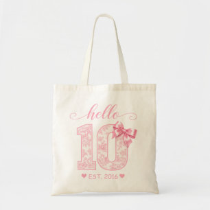 Tote Bag Bonjour 10 Anniversaire Rose Bonjour 10 Année pe