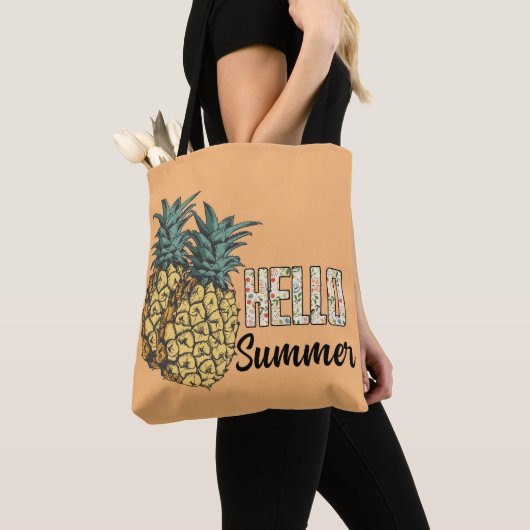 Tote Bag Bonjour Ananas d'été (De près)