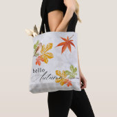 Tote Bag Bonjour automne avec les feuilles d'oiseaux et d'a (De près)