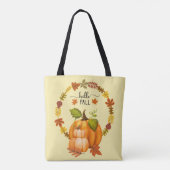 Tote Bag Bonjour Automne Feuille Citrouilles partout (Dos)