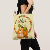 Tote Bag Bonjour Automne Feuille Citrouilles partout (De près)
