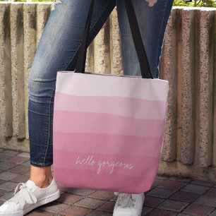Tote Bag Bonjour belle aquarelle rose Dipdye Bande
