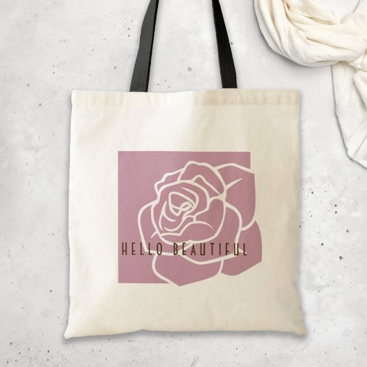 Tote Bag Bonjour Belle - Simple Rose rose moderne