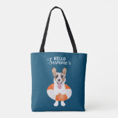 Tote Bag Bonjour Chiens de plage de Corgi été (Dos)