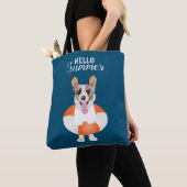 Tote Bag Bonjour Chiens de plage de Corgi été (De près)