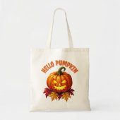 Tote Bag Bonjour Citrouille Automne Halloween (Devant)