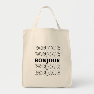 Tote Bag Bonjour minimaliste de typographie Hollow