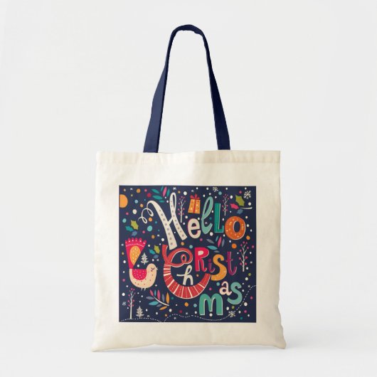 Tote Bag Bonjour Noël Colorée Design de texte (Devant)