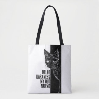 Tote Bag Bonjour obscurité mon vieil ami Black Cat Sketch V