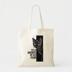 Tote Bag Bonjour obscurité mon vieil ami Black Cat Sketch V