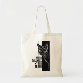 Tote Bag Bonjour obscurité mon vieil ami Black Cat Sketch V