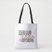 Tote Bag "Bonjour Printemps" | Impression Florale (Devant)