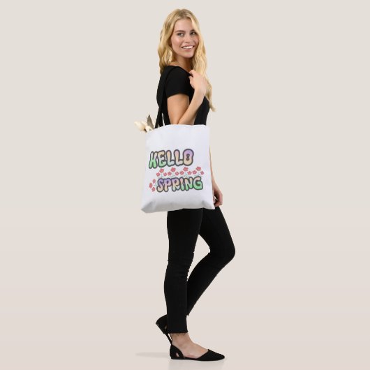 Tote Bag "Bonjour Printemps" | Impression Florale (Sur le modèle)