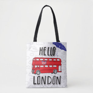 Tote Bag Bonjour signe en lettres de main de Londres   avec
