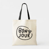 Tote Bag Bonjour Simple Moderne Floral Français Salutation (Dos)