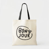 Tote Bag Bonjour Simple Moderne Floral Français Salutation (Devant)