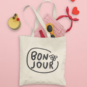 Tote Bag Bonjour Simple Moderne Floral Français Salutation