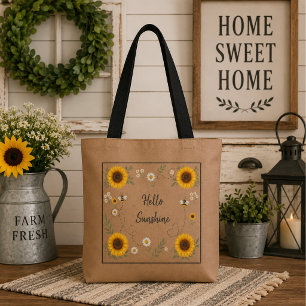 Tote Bag Bonjour Soleil Tournesol Personnalisé