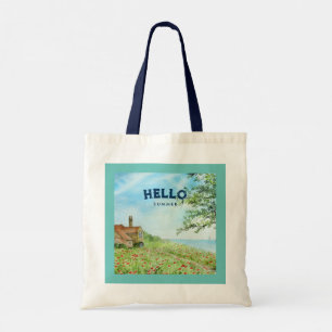 Tote Bag Bonjour Summer Poppy Field Sun Sea Landcape