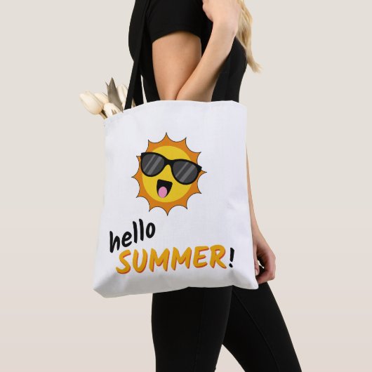 Tote Bag Bonjour Summer Sun avec lunettes de soleil (De près)
