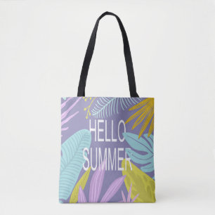 Tote Bag Bonjour Summer Tropical Pastel Feuilles Fourre-tou