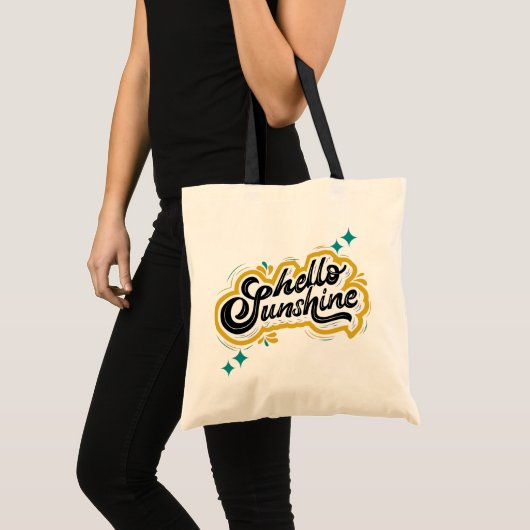 Tote Bag Bonjour Sunshine ! Bouton de citation jaune mignon (Devant (produit))